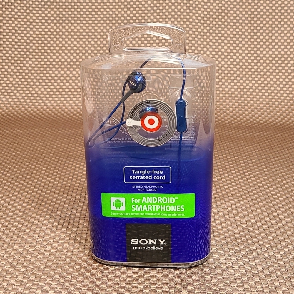 Sony tangle free serrated cord stereo headphones for Android